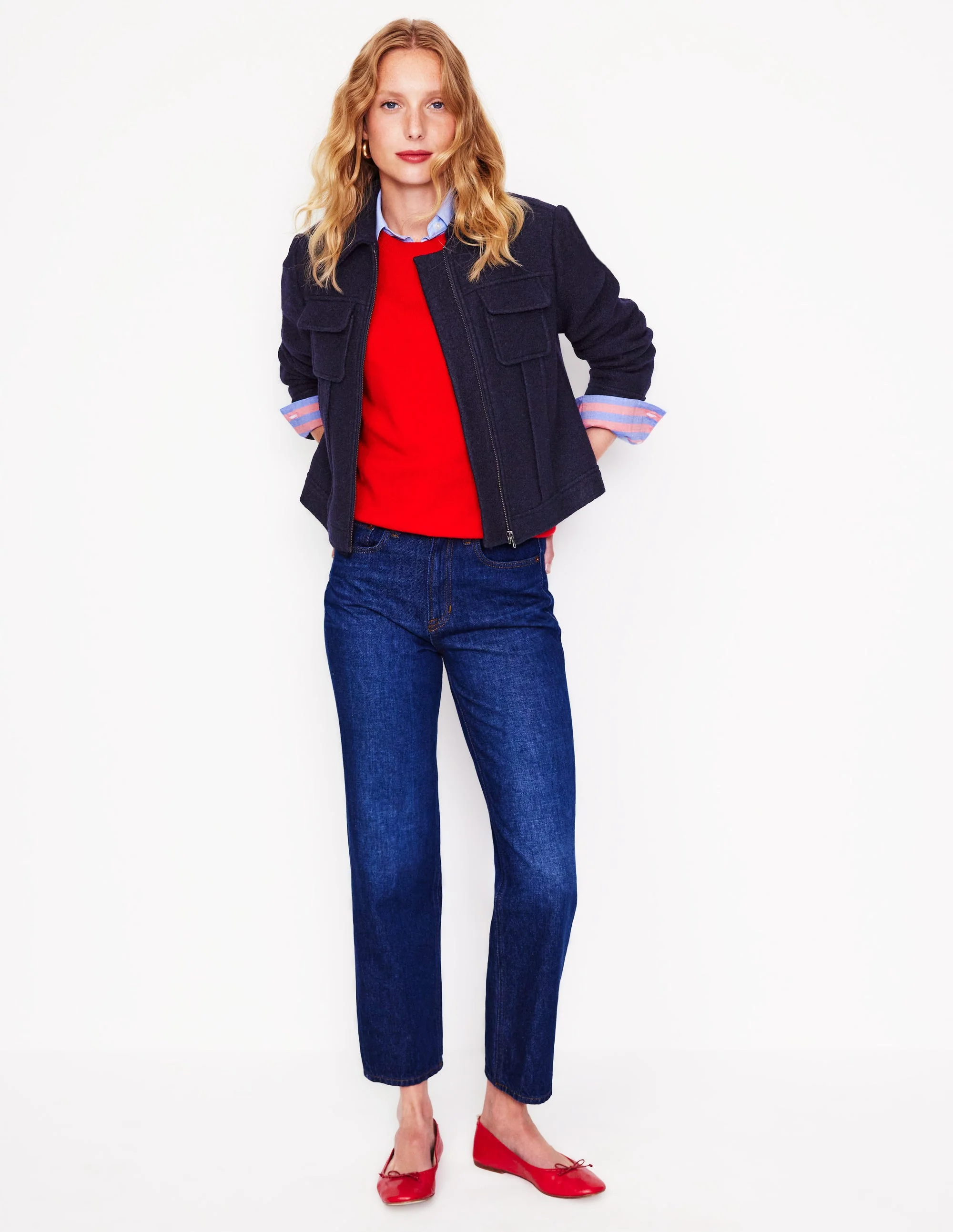 Wool Zip Through Jacket-Navy - Image 4