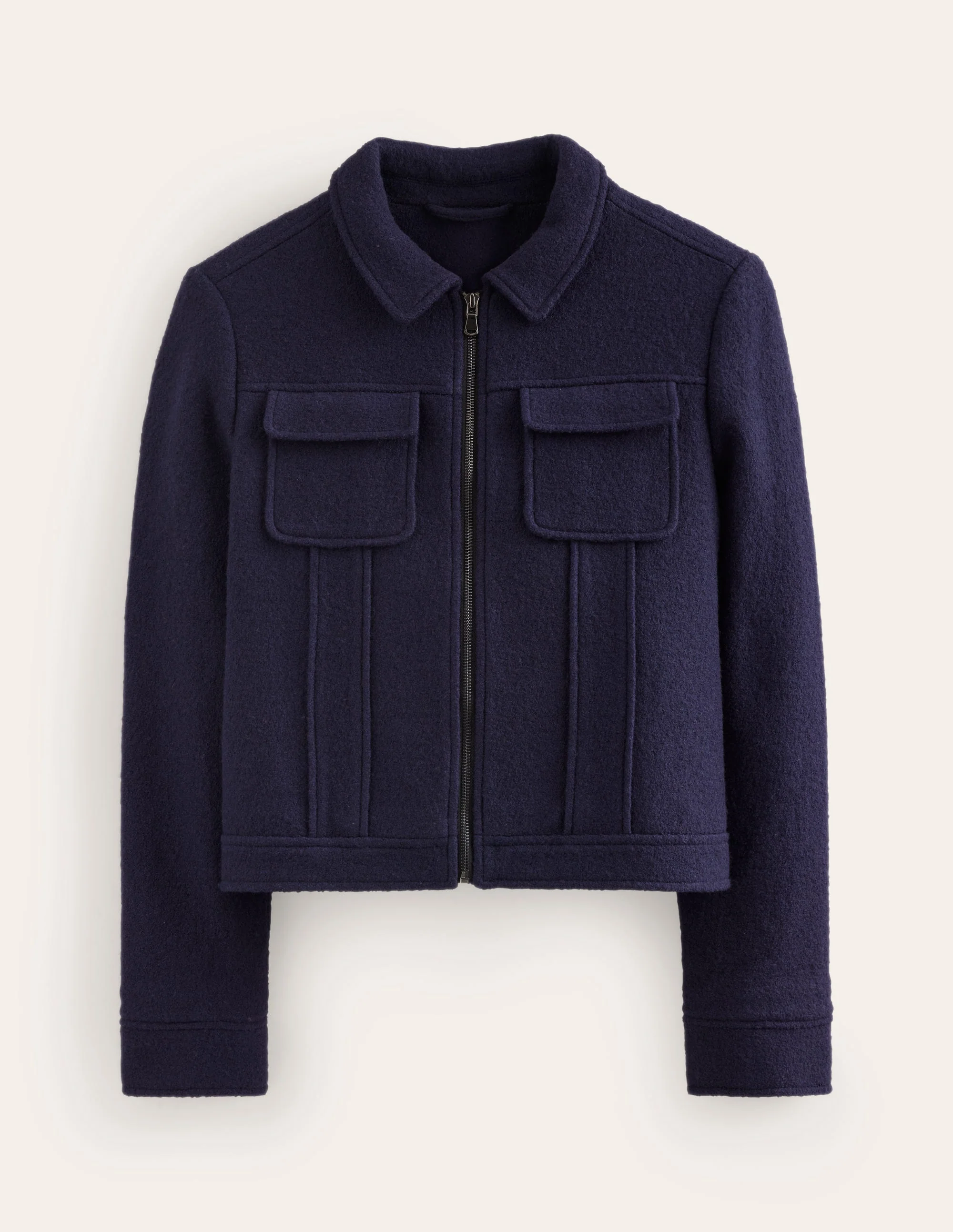 Wool Zip Through Jacket-Navy - Image 5