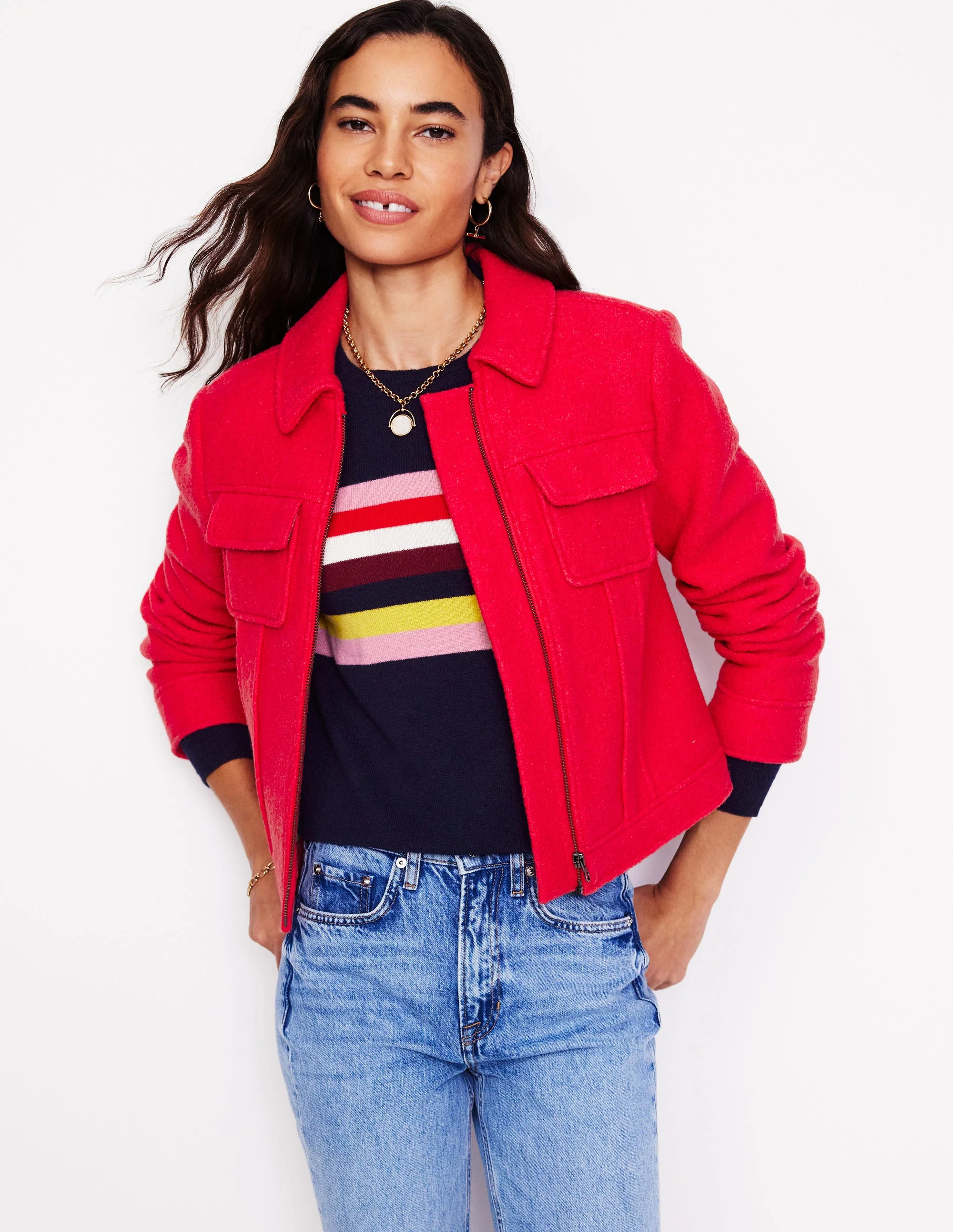 Wool Zip Through Jacket-Scarlett - Image 4