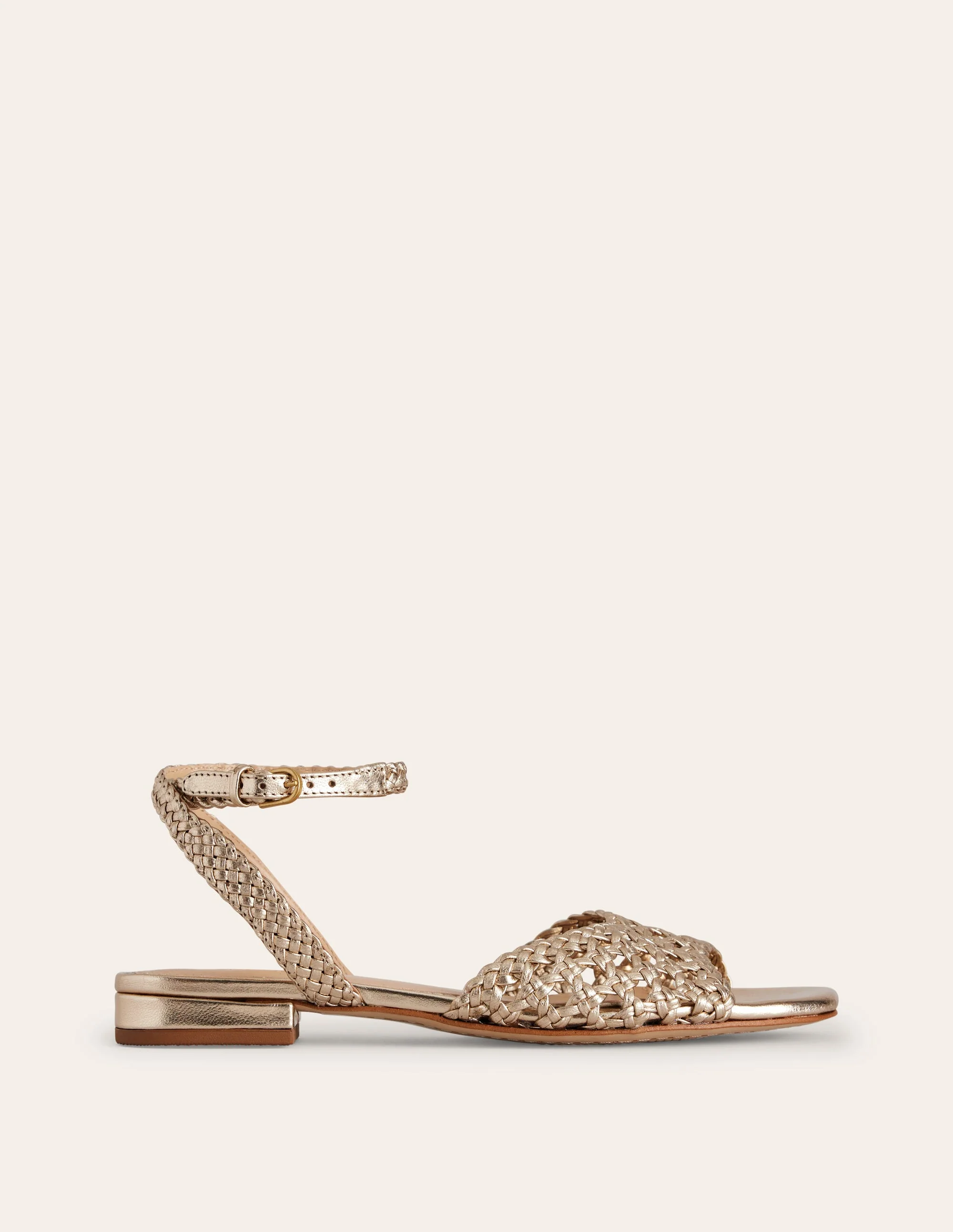 Woven Flat Sandals-Gold - Image 2