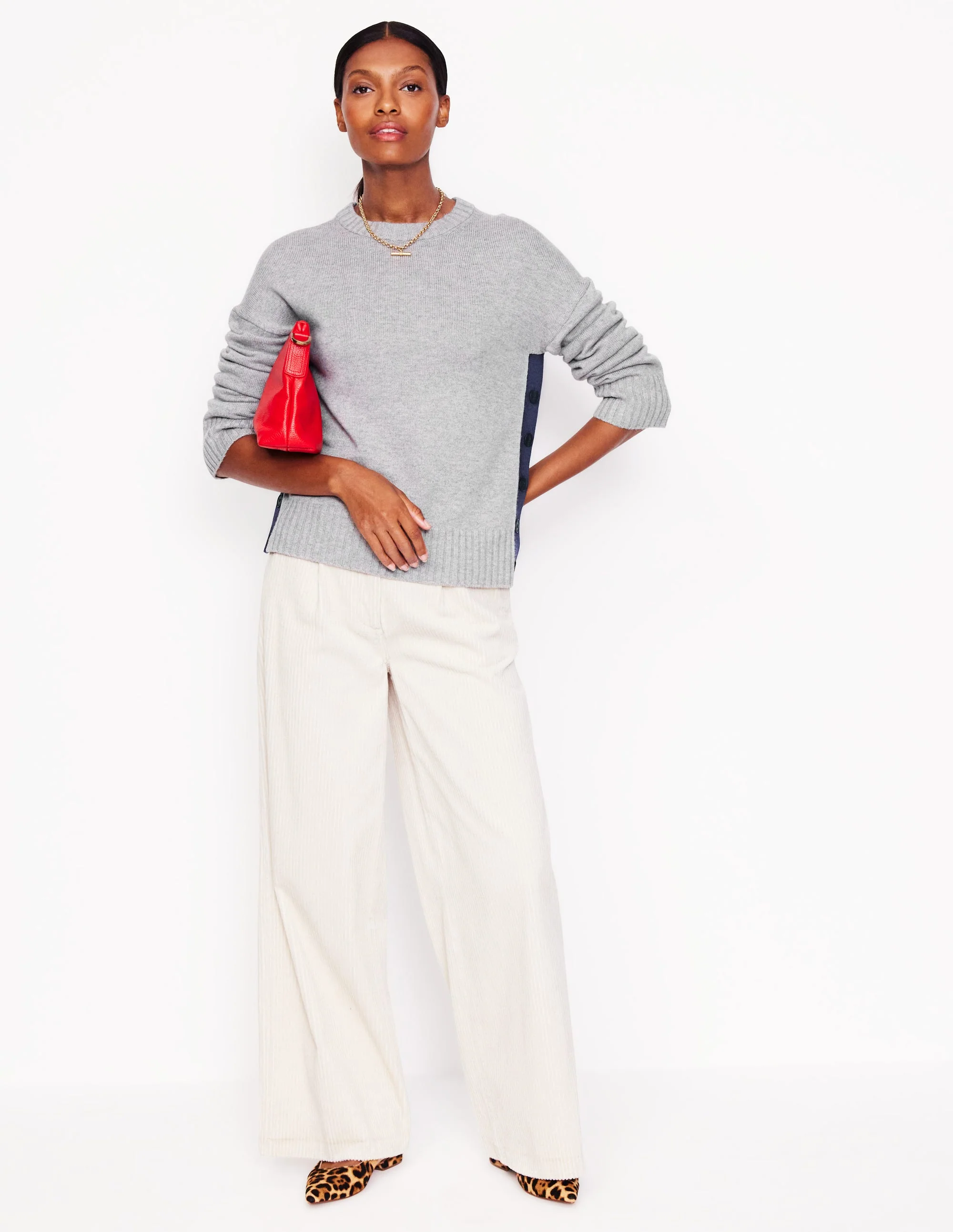 Zia Button Side Jumper-Mink Melange - Image 4
